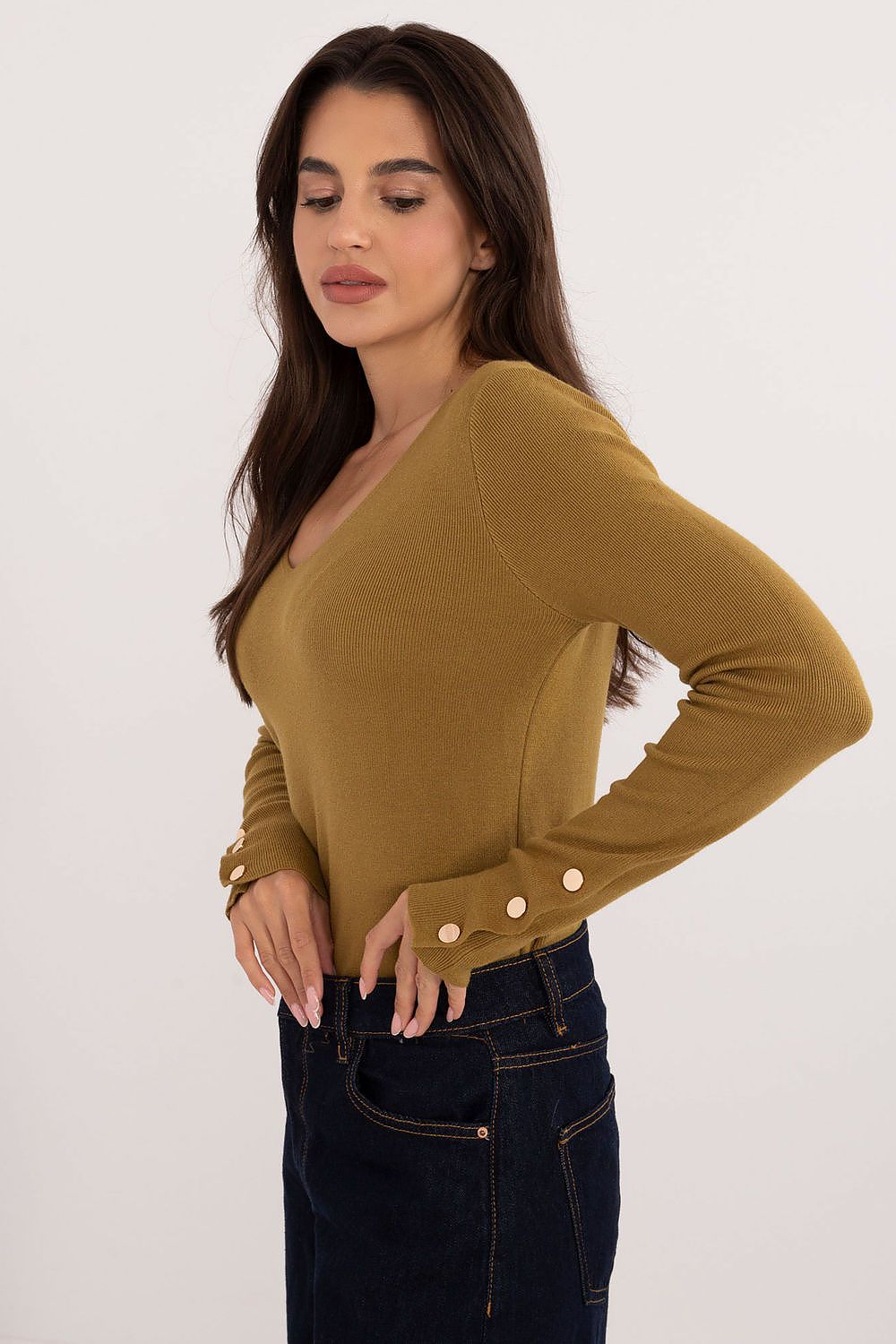   Sweter Damski Model AT-SW-2334.91 Oliwka - AT 