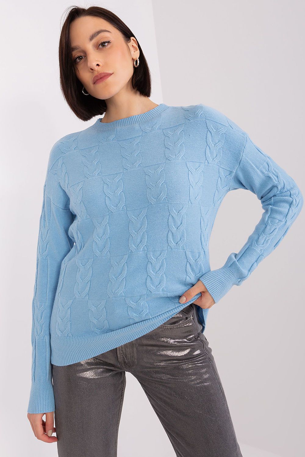   Sweter Damski Model AT-SW-2340.43 Light Blue - AT 