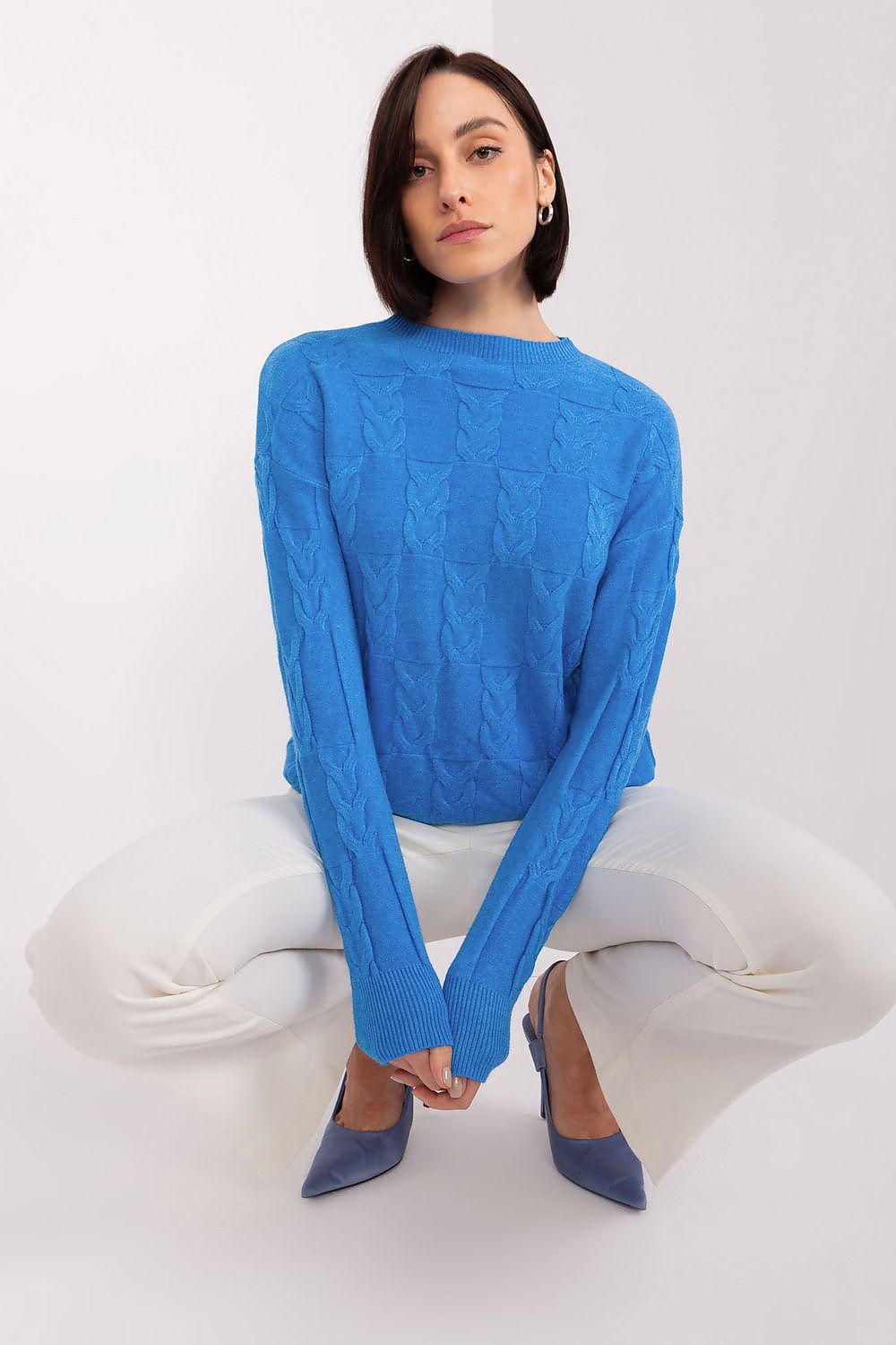   Sweter Damski Model AT-SW-2340.10 Blue - AT 