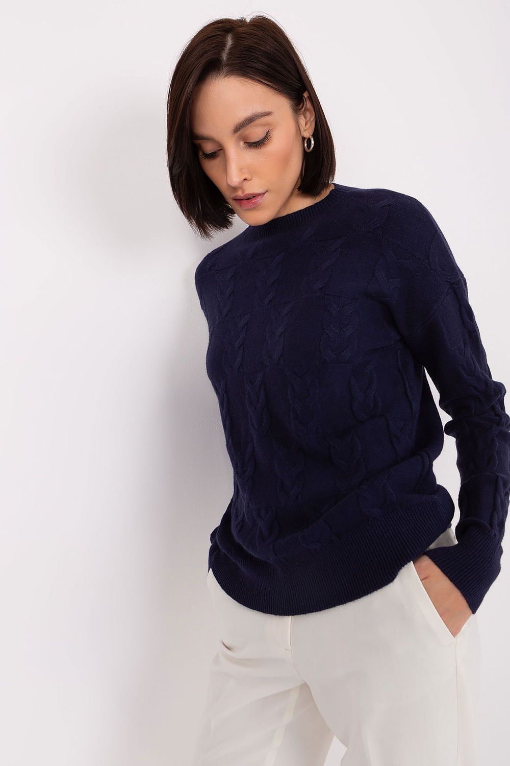   Sweter Damski Model AT-SW-2340.80 Navy - AT 