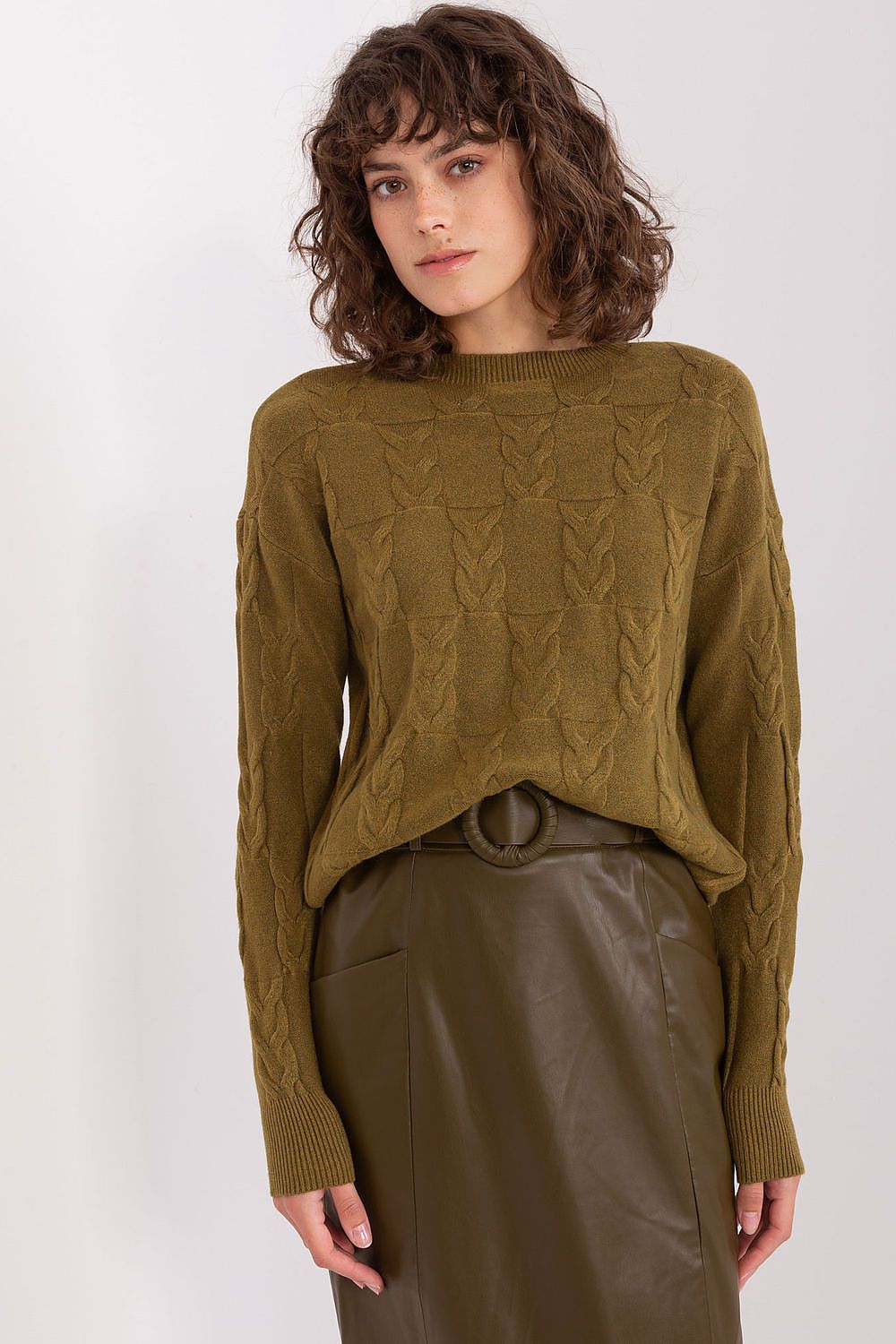   Sweter Damski Model AT-SW-2340.10 Khaki - AT 