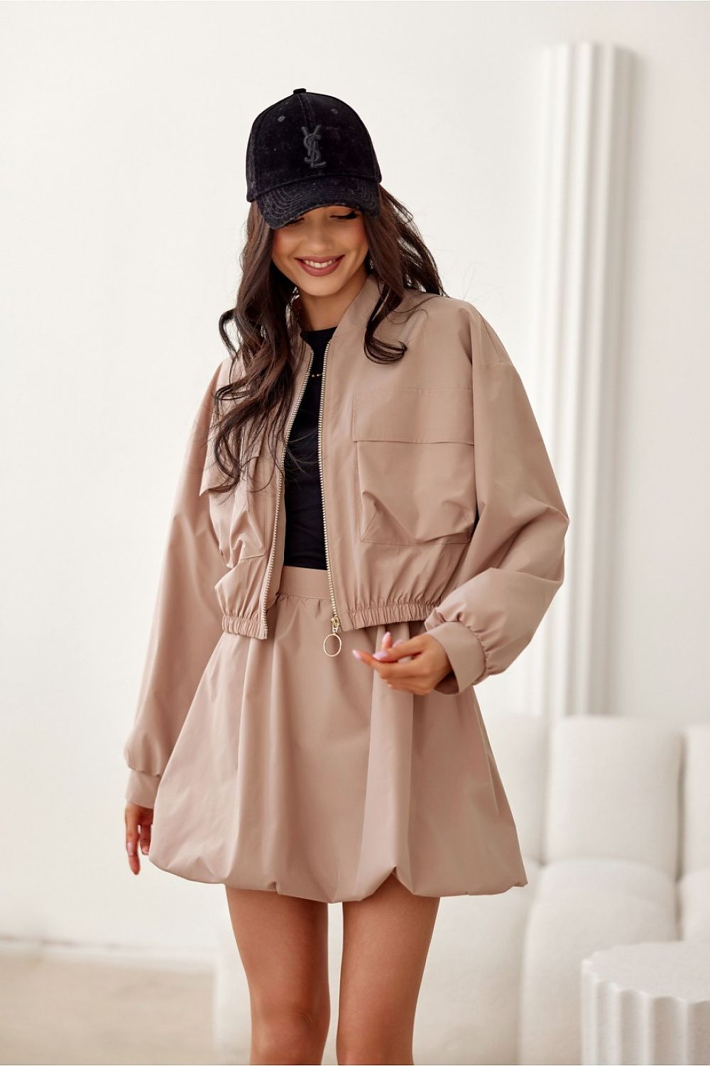  Spódnica Model Noel BEZ SPO0054 Beige - Roco Fashion 