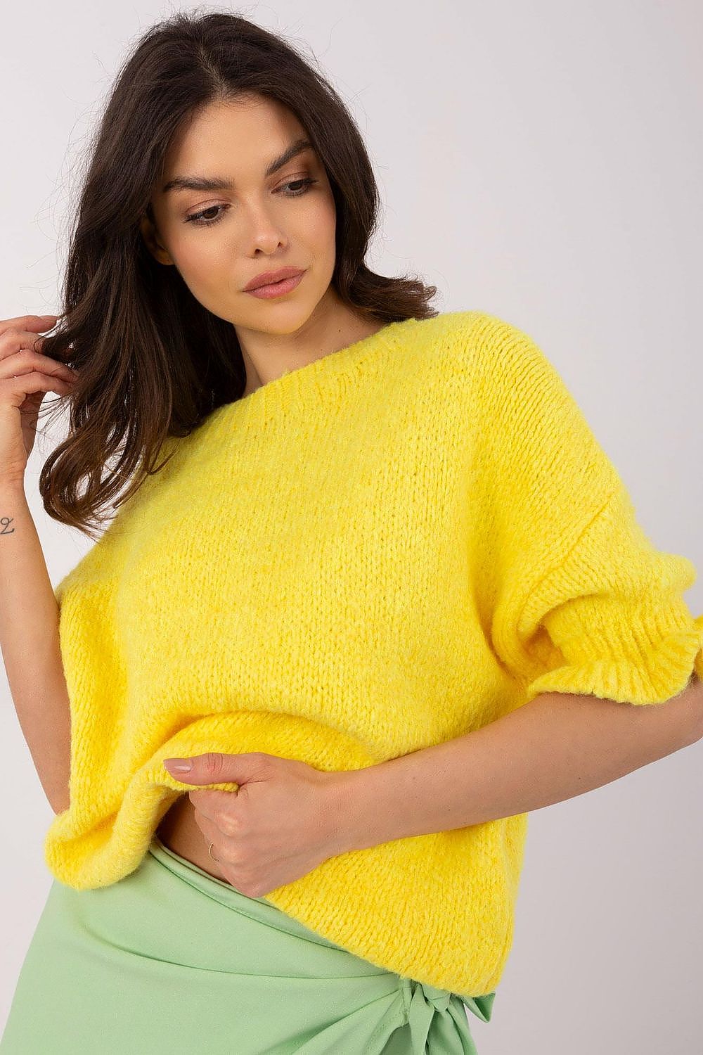   Sweter Damski Model MI-SW-2913.99 Yellow - Italy Moda 