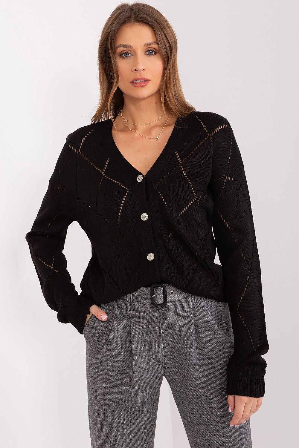  Sweter Damski Model LC-SW-A10-1.23X Black - Rue Paris 
