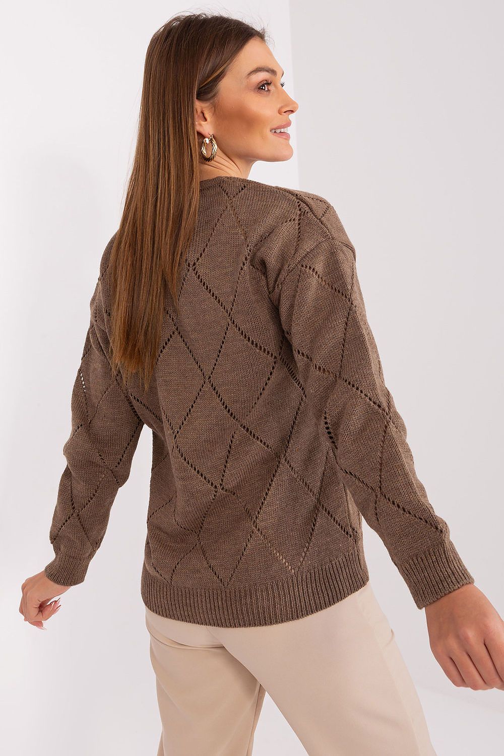  Sweter Damski Model LC-SW-A10-1.19P Brown - Rue Paris 