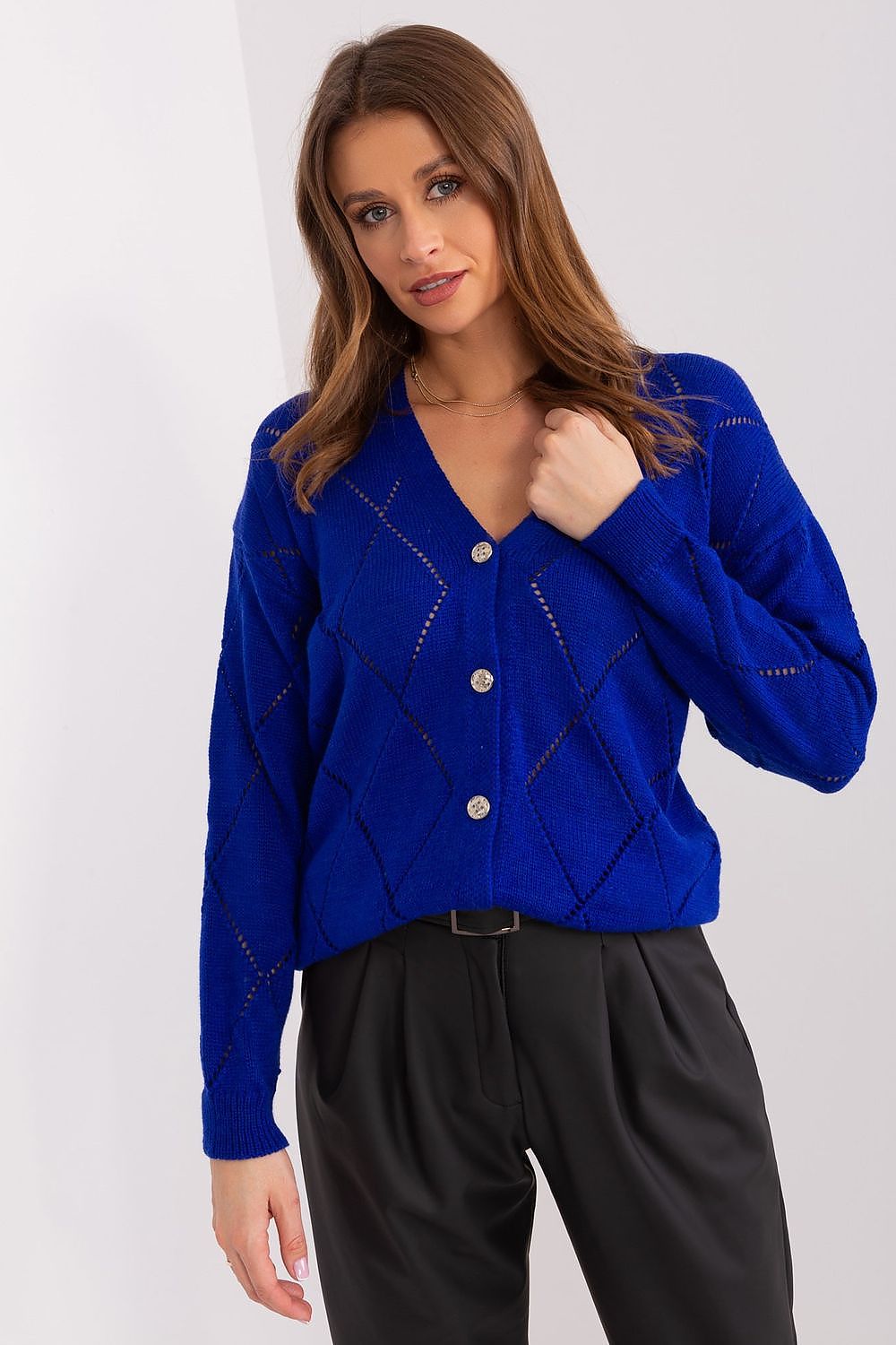  Sweter Damski Model LC-SW-A10-1.19P Cobalt - Rue Paris 