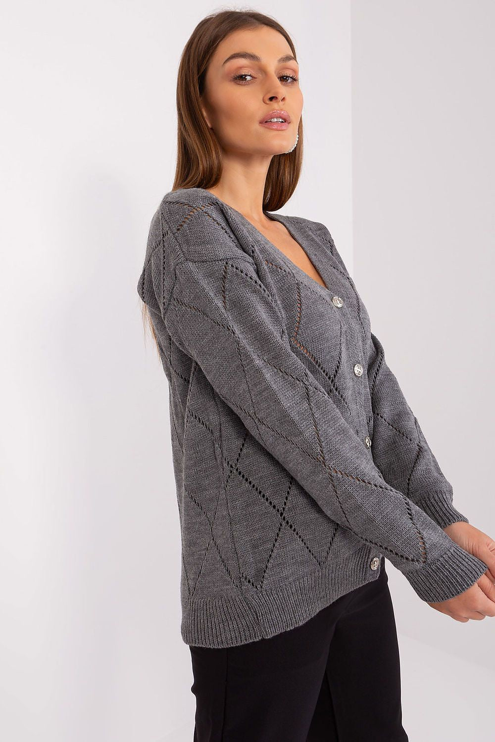 Sweter Damski Model LC-SW-A10-1.19P Dark Grey - Rue Paris 