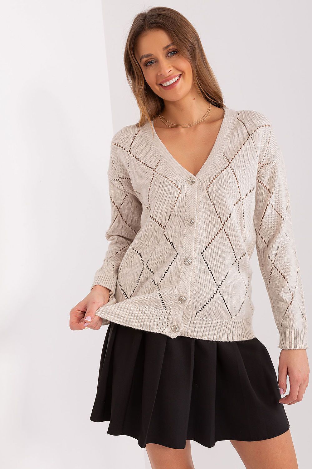  Sweter Damski Model LC-SW-A10-1.23X Beige - Rue Paris 
