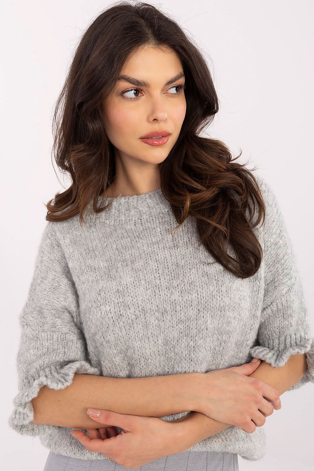   Sweter Damski Model MI-SW-2913.99 Grey - Italy Moda 