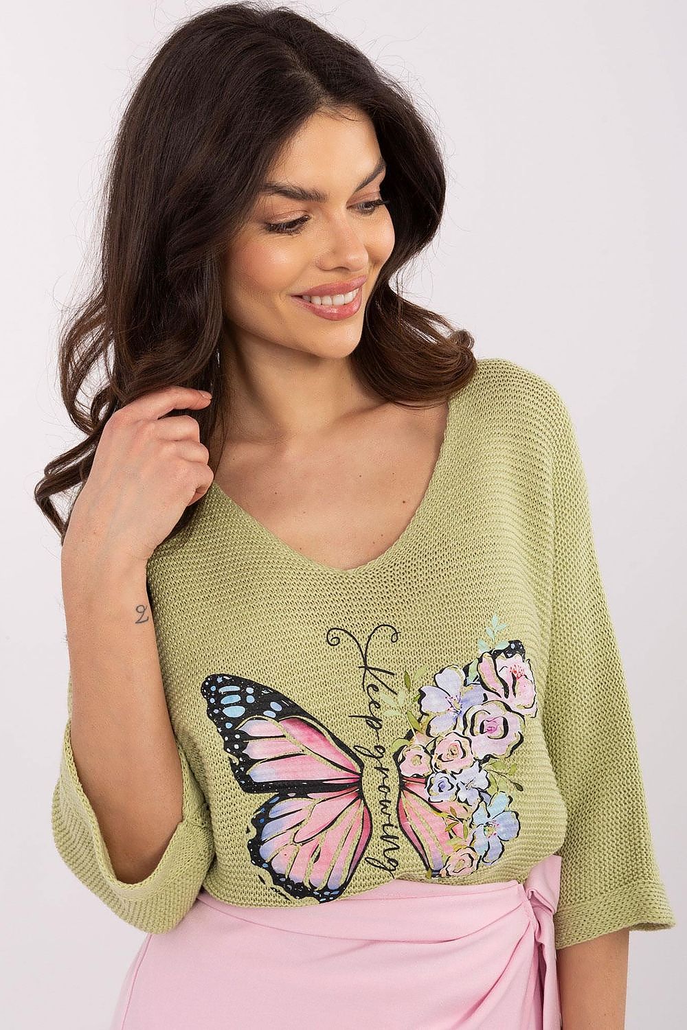   Sweter Damski Model MI-SW-7002.17 Pistacja - Italy Moda 
