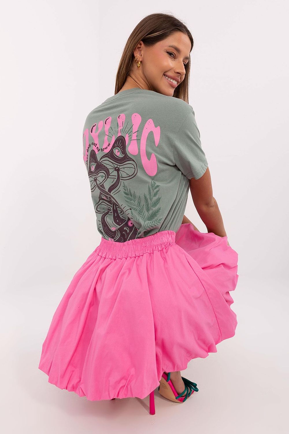   T-shirt Damski Model D12022AC02645H Pistacja - Sublevel 