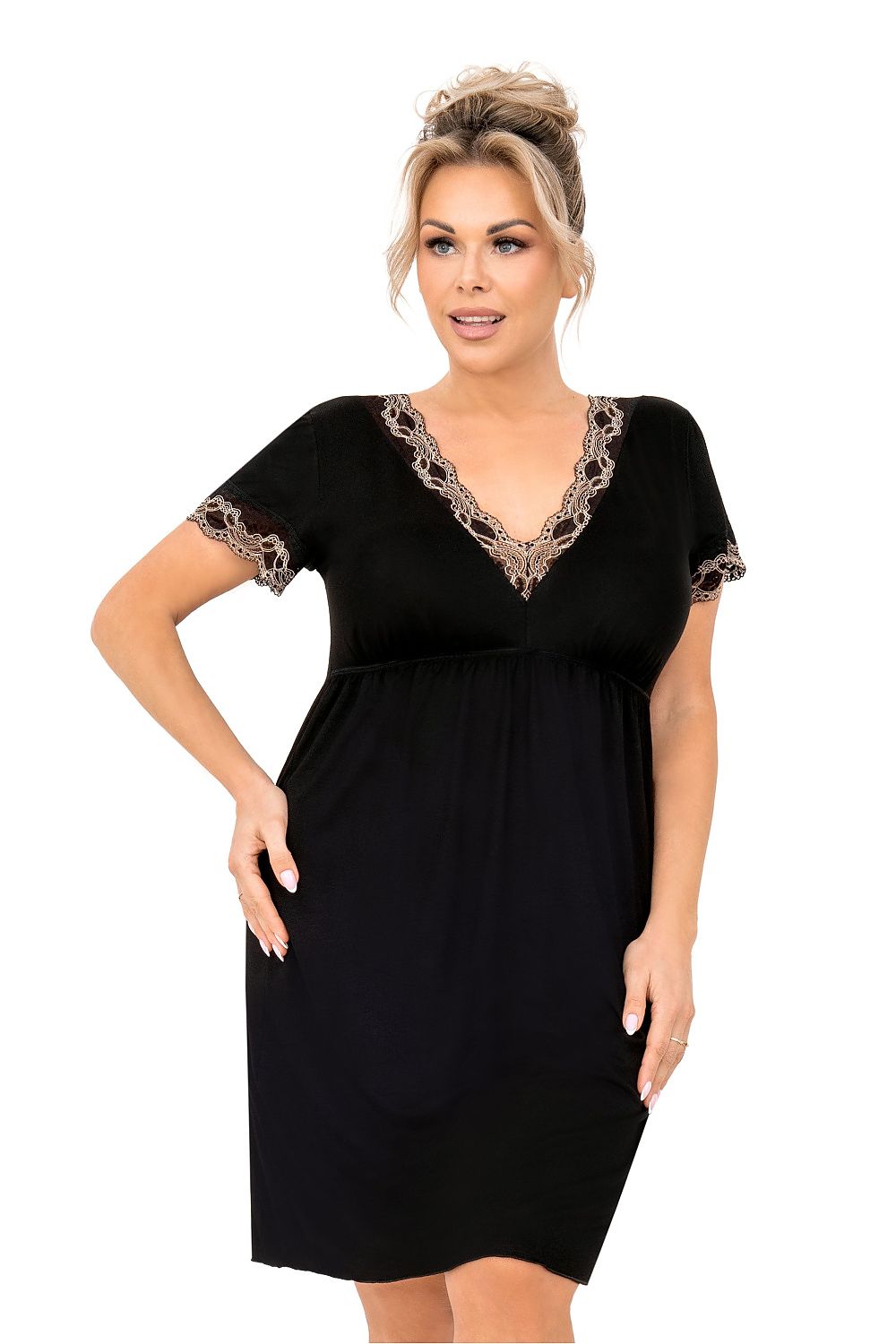  Koszulka nocna Koszula Nocna Model Hana Plus Size Black - Donna 