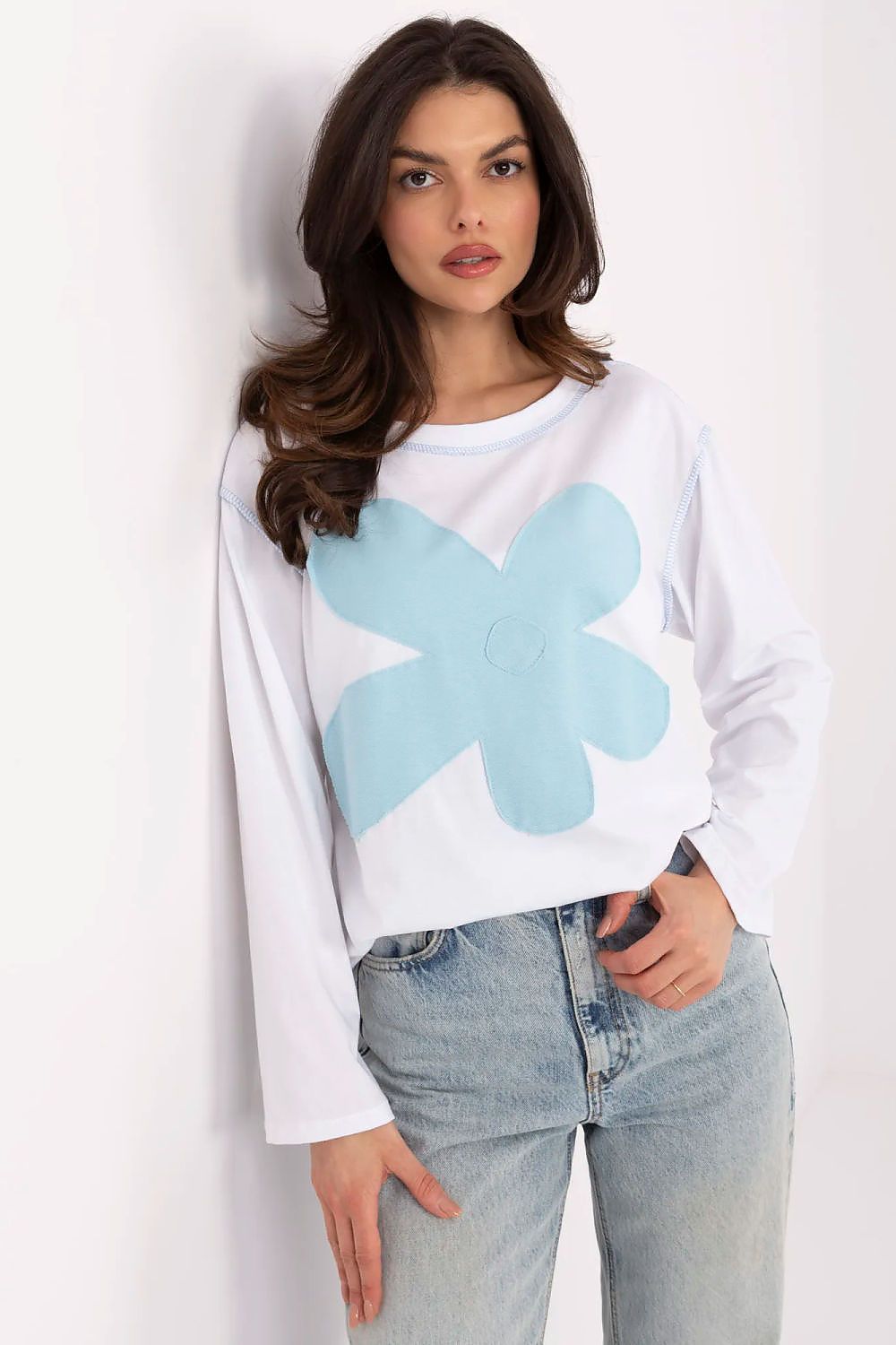   Bluzka Model MI-BZ-M6169.03 White/Blue - Italy Moda 