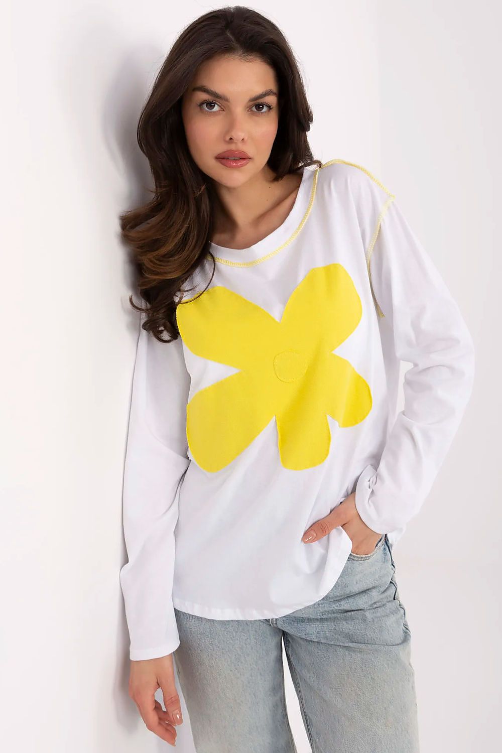   Bluzka Model MI-BZ-M6169.03 White/Yellow - Italy Moda 