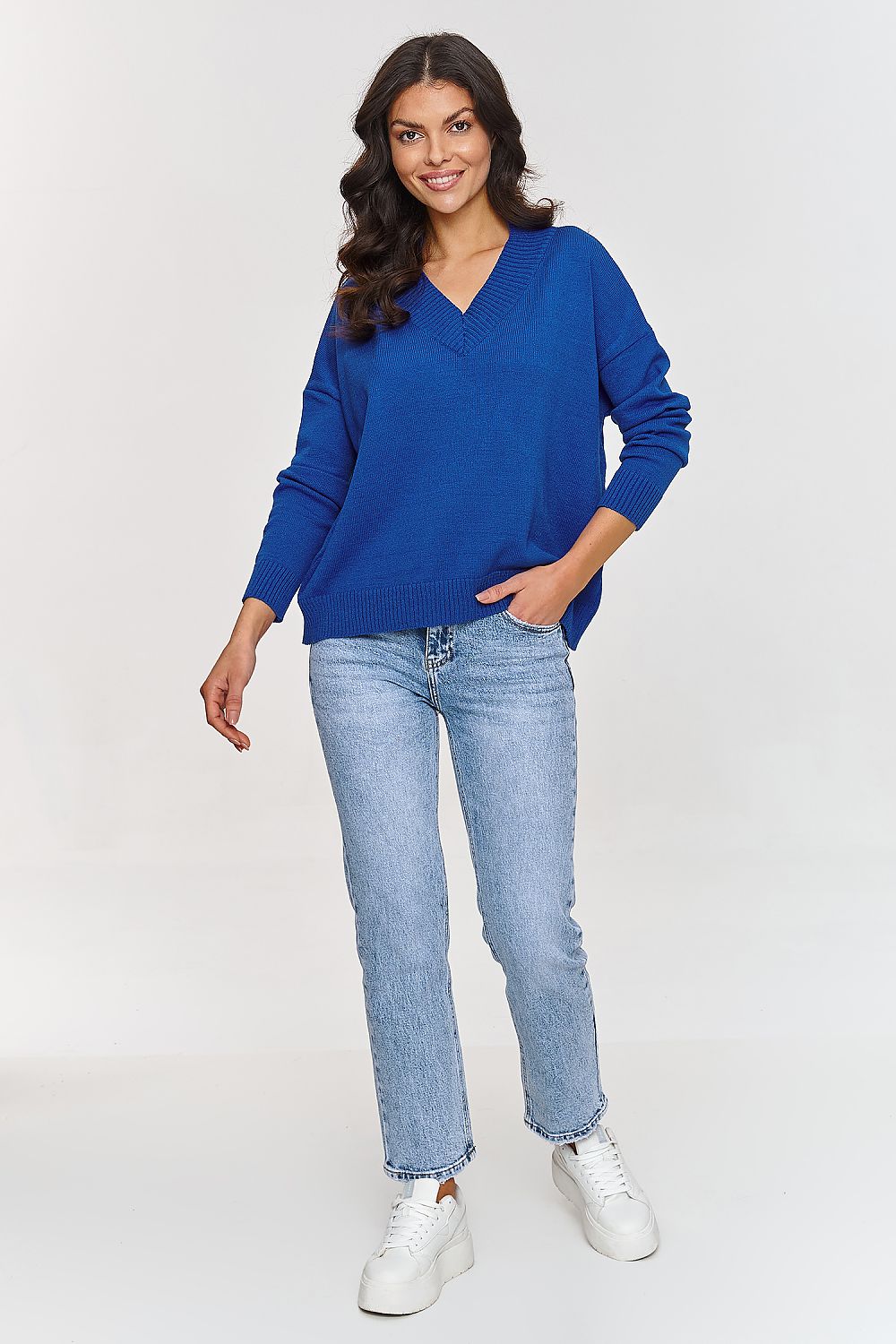   Sweter Damski Model S158 Cobalt - Makadamia 