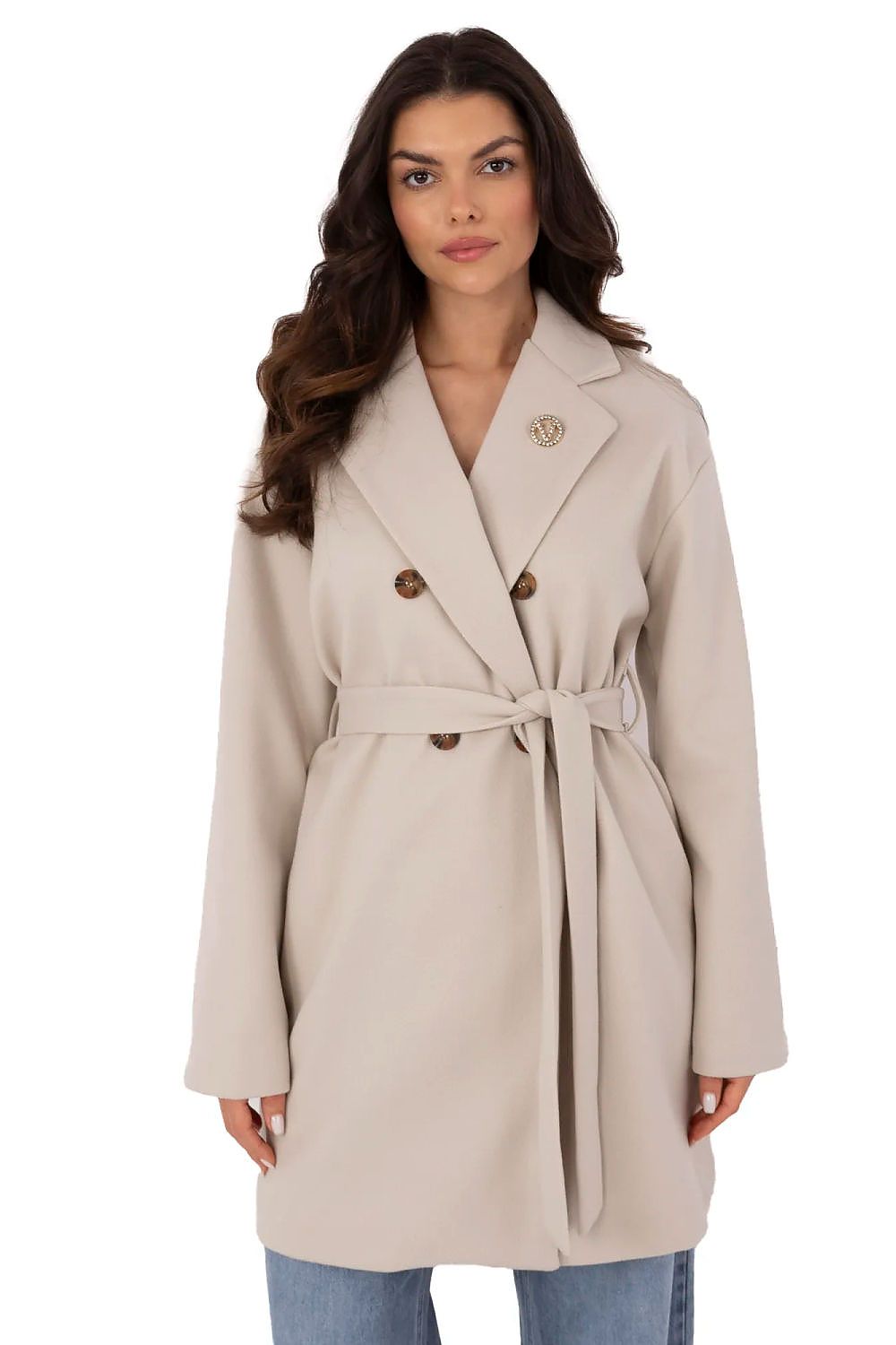   Płaszcz Damski Model TW-PL-BI-28987.85 Light Beige - Och Bella 