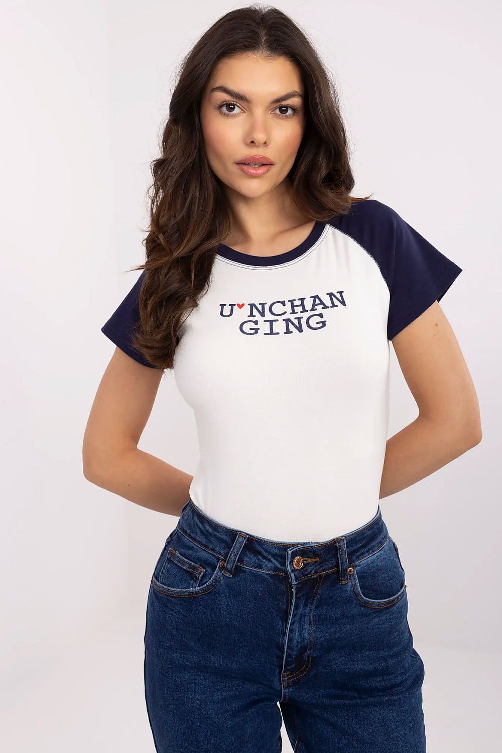   T-shirt Damski Model NM-TS-V7939.50 White/Navy - NM 