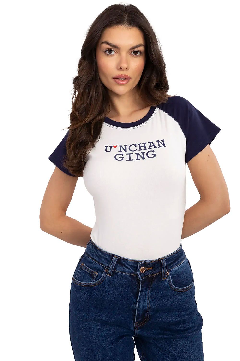   T-shirt Damski Model NM-TS-V7939.50 White/Navy - NM 