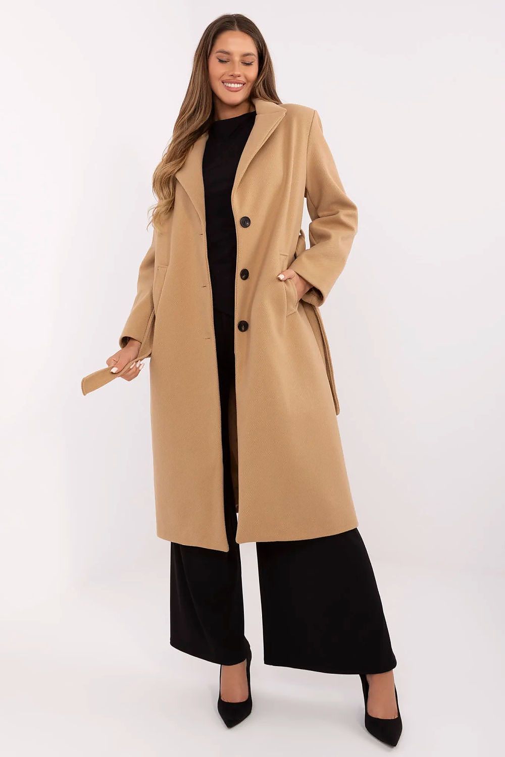   Płaszcz Damski Model MO-PL-1804.00 Camel - Italy Moda 