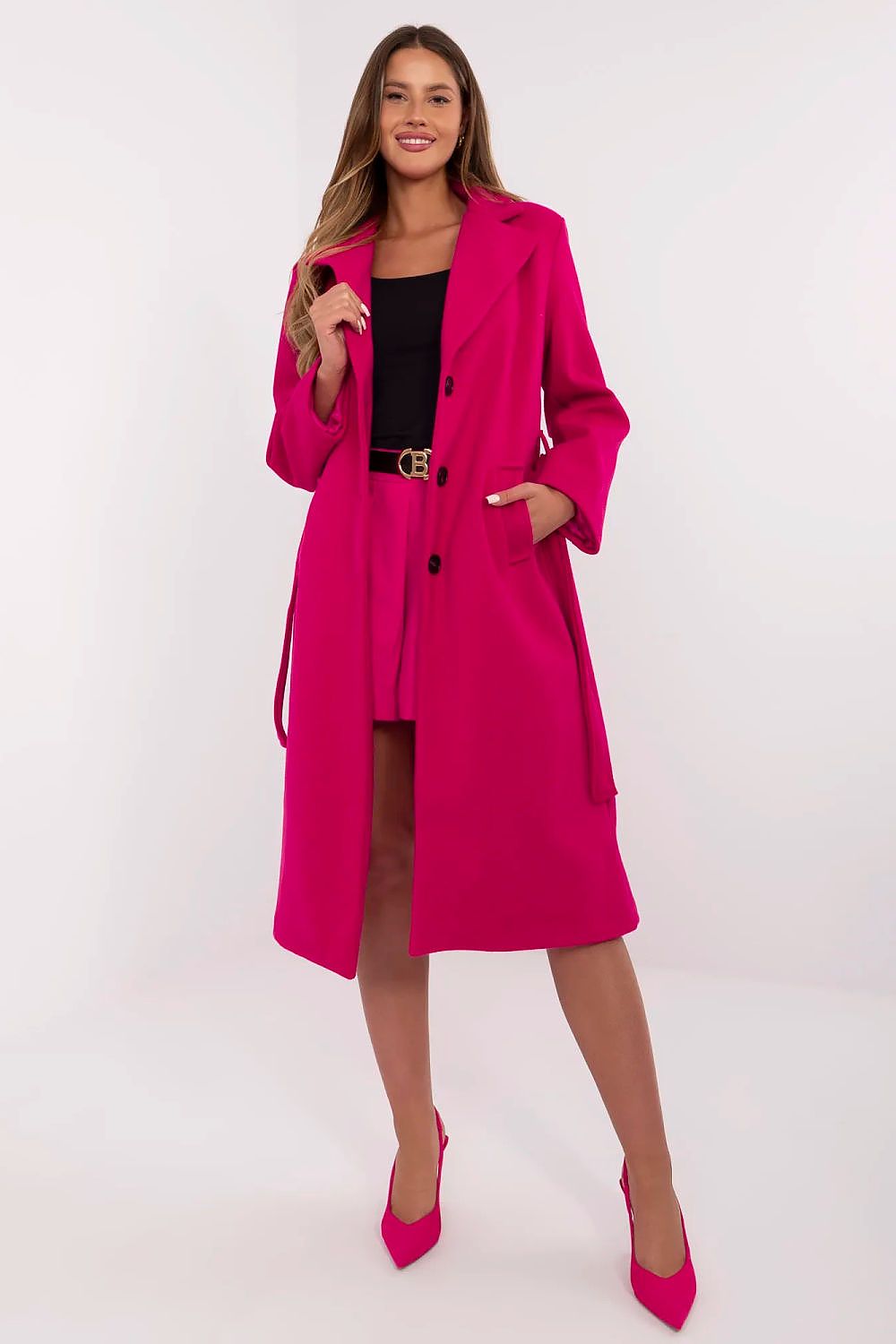   Płaszcz Damski Model MO-PL-1804.00 Fuksja - Italy Moda 
