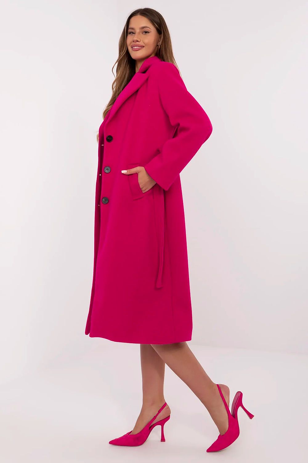   Płaszcz Damski Model MO-PL-1804.00 Fuksja - Italy Moda 