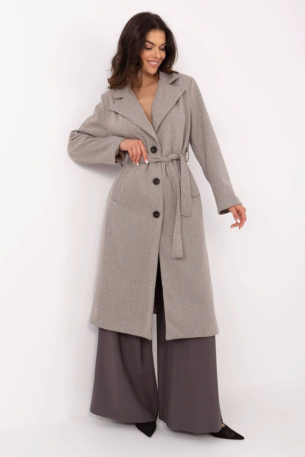   Płaszcz Damski Model MO-PL-1804.00 Grey/Beige - Italy Moda 