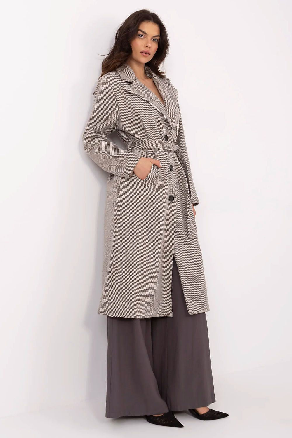   Płaszcz Damski Model MO-PL-1804.00 Grey/Beige - Italy Moda 