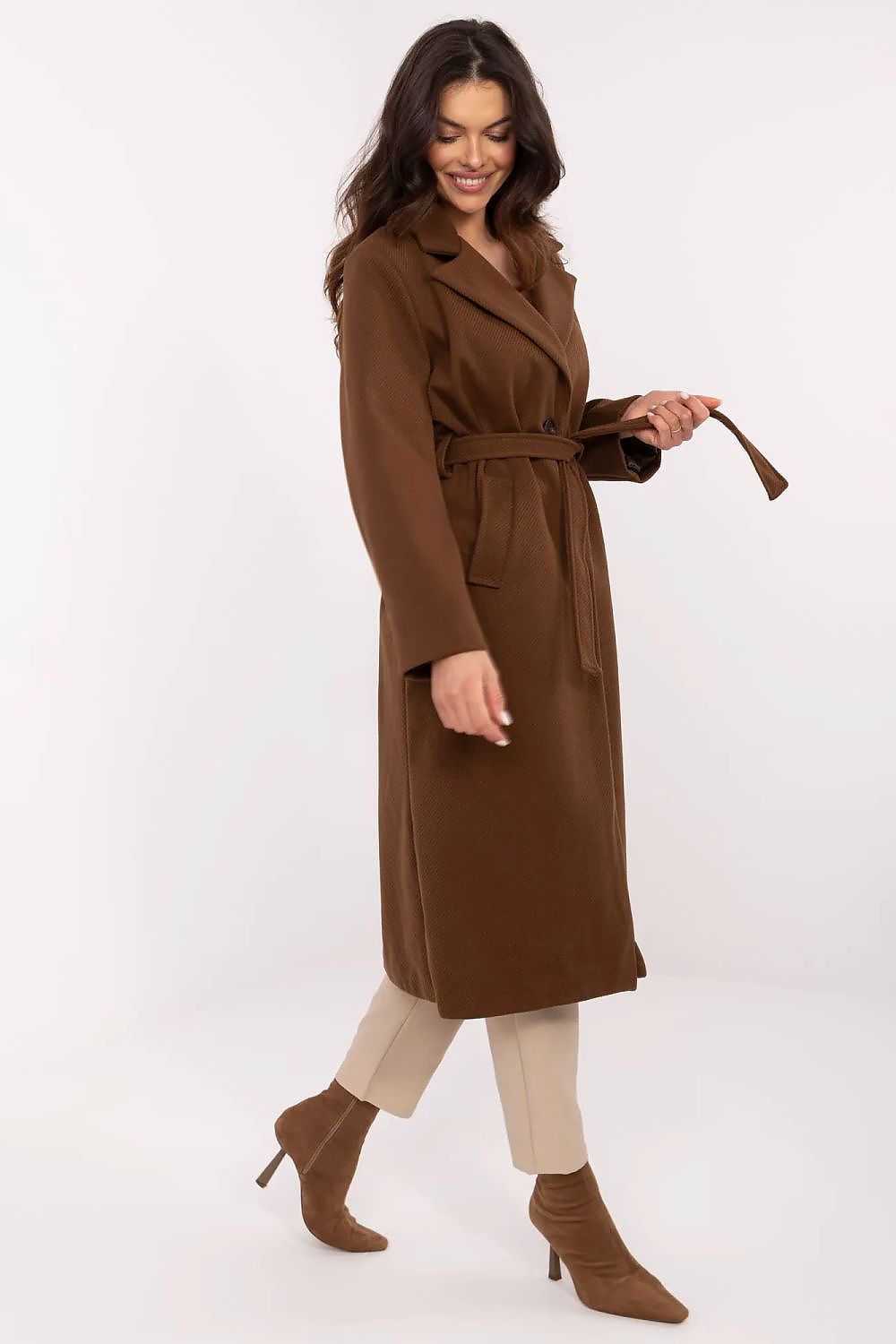   Płaszcz Damski Model MO-PL-1804.00 Brown - Italy Moda 