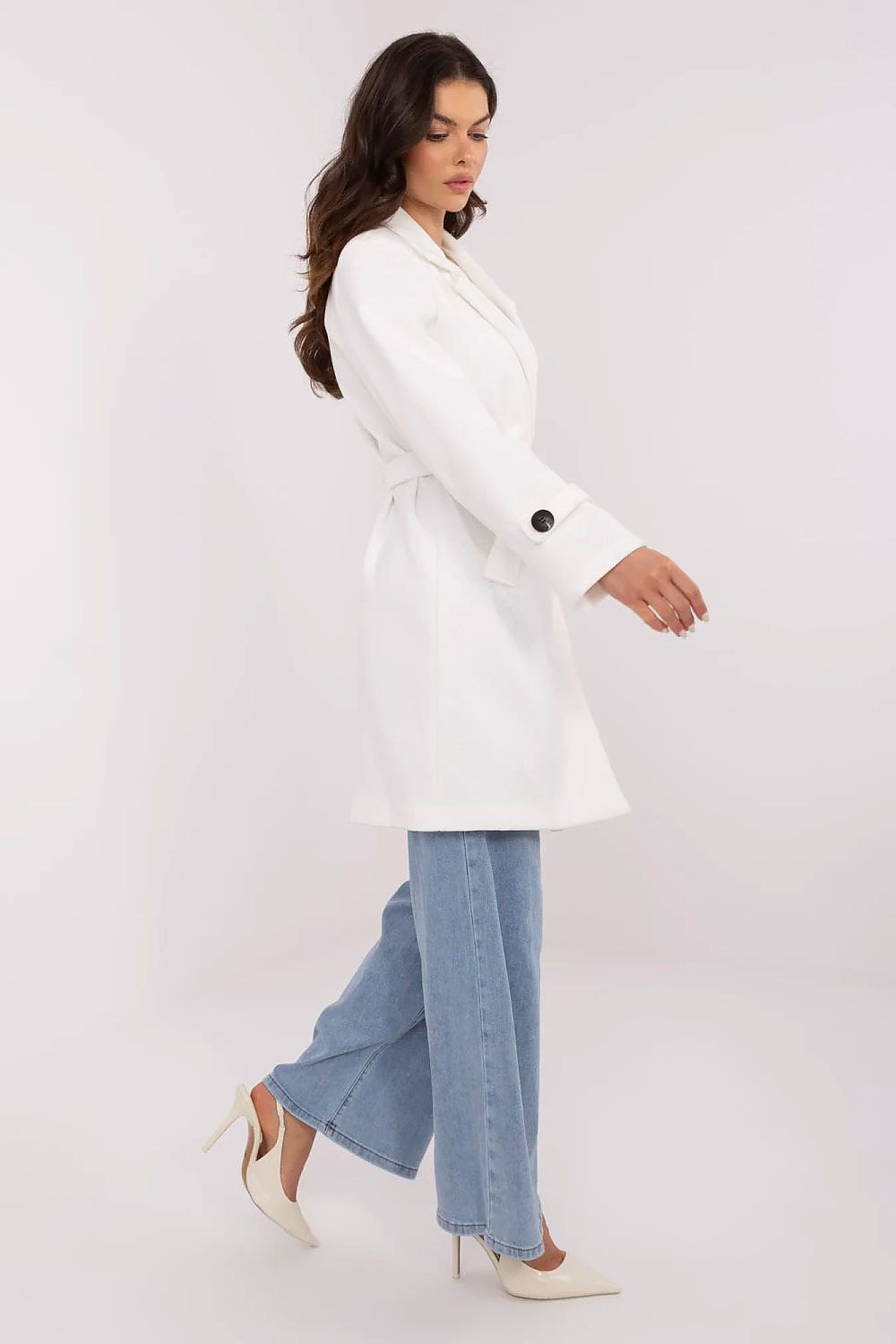   Płaszcz Damski Model MO-PL-5209.87 Ecru - Italy Moda 