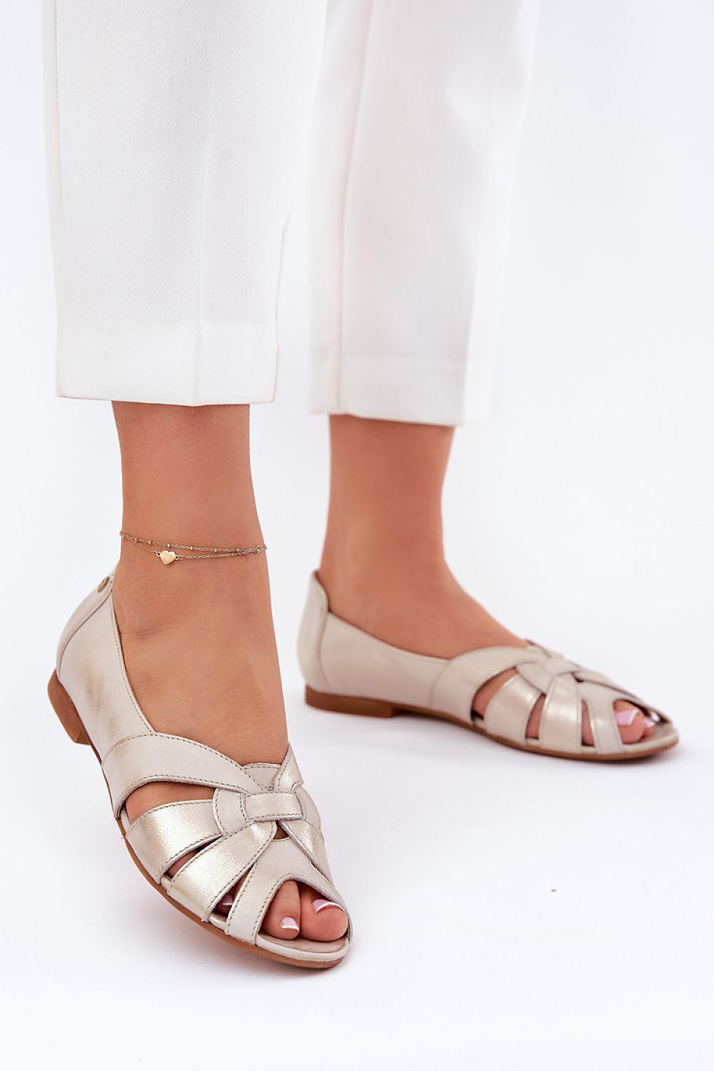   Baleriny Model Maciejka 06908-25/001-1 Złoty Przecierany - Step in style 