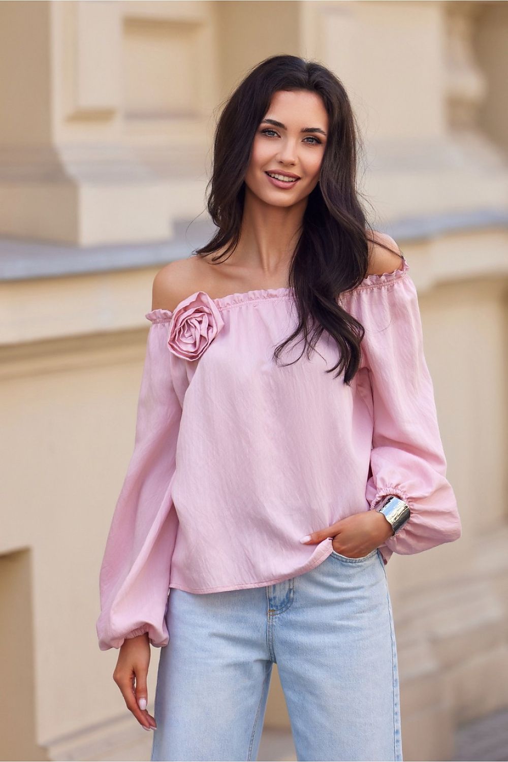   Bluzka Model Marisol ROZ BLU0211 Pink - Roco Fashion 