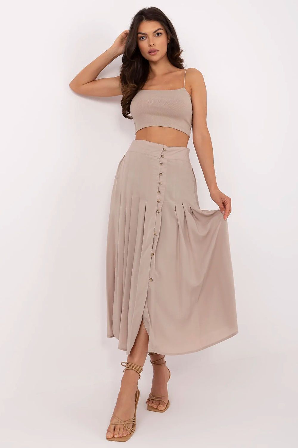  Spódnica Model D73761M50187B Dark Beige - Sublevel 