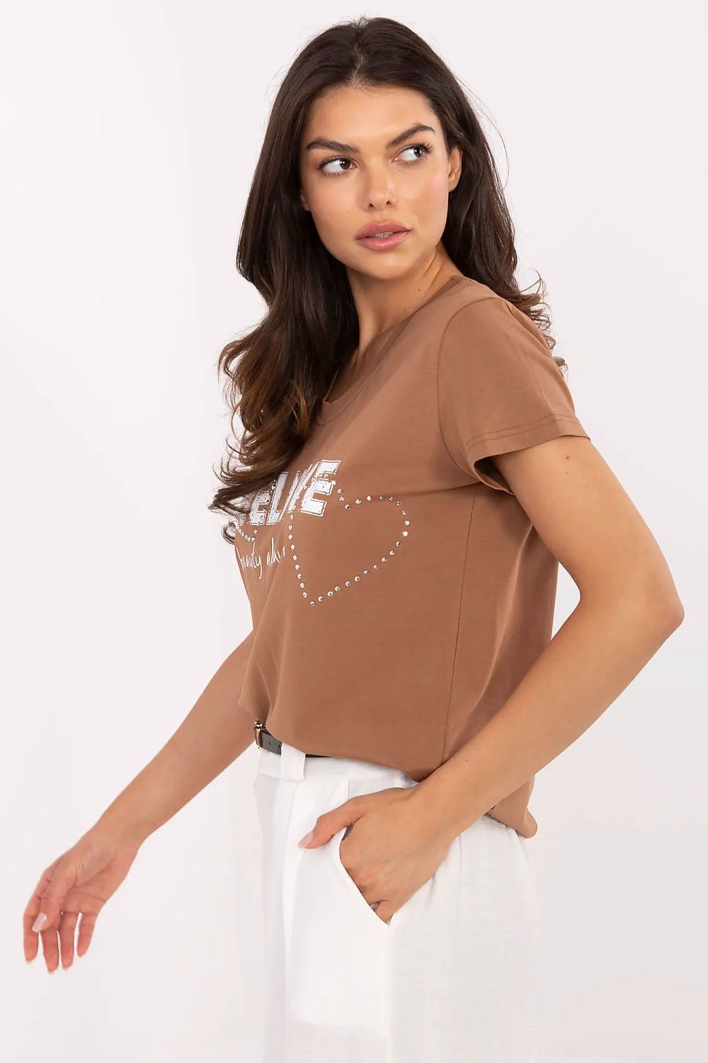   Tshirt Damski Model CLM-TS-1726.87 Light Brown - Factory Price 
