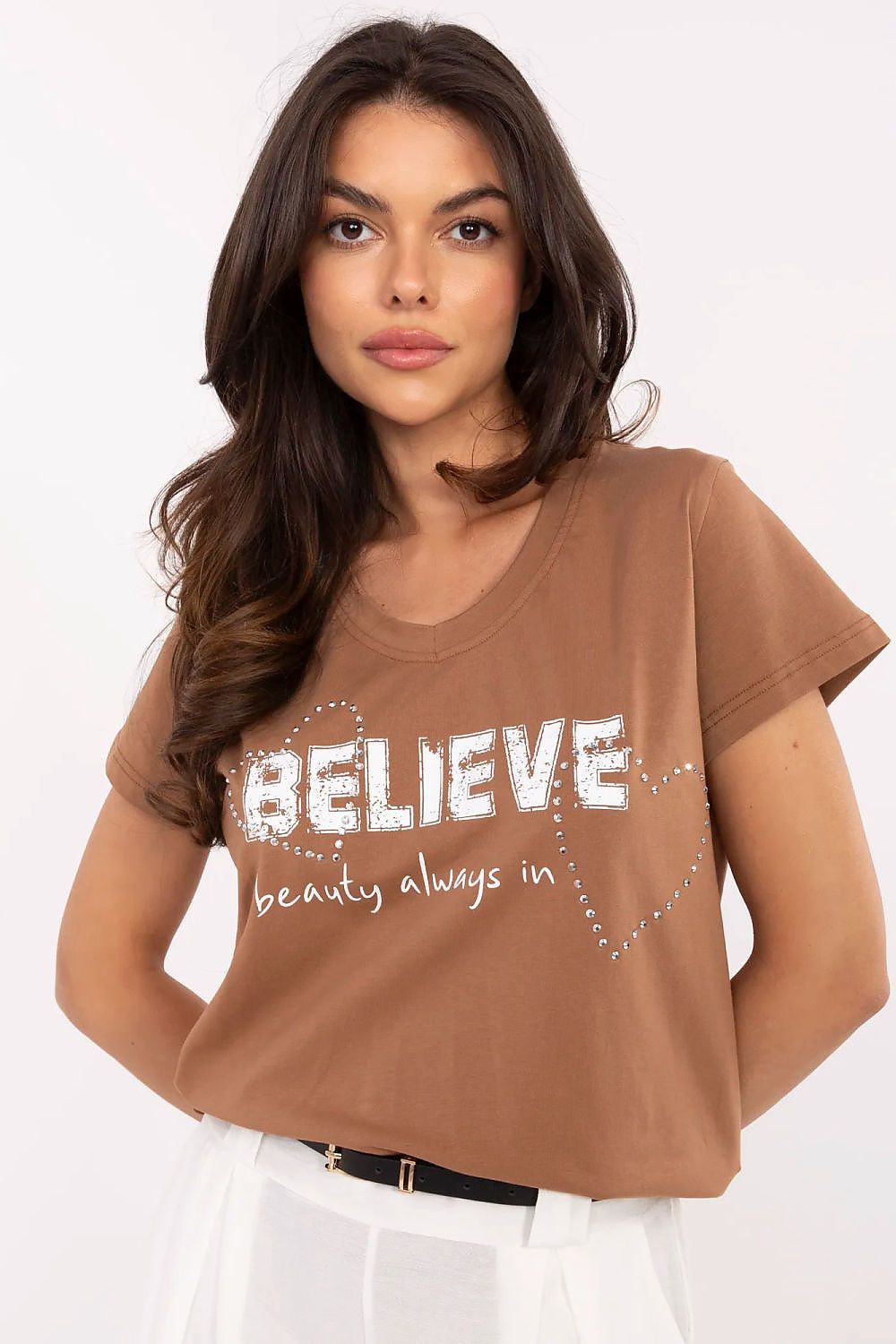   Tshirt Damski Model CLM-TS-1726.87 Light Brown - Factory Price 