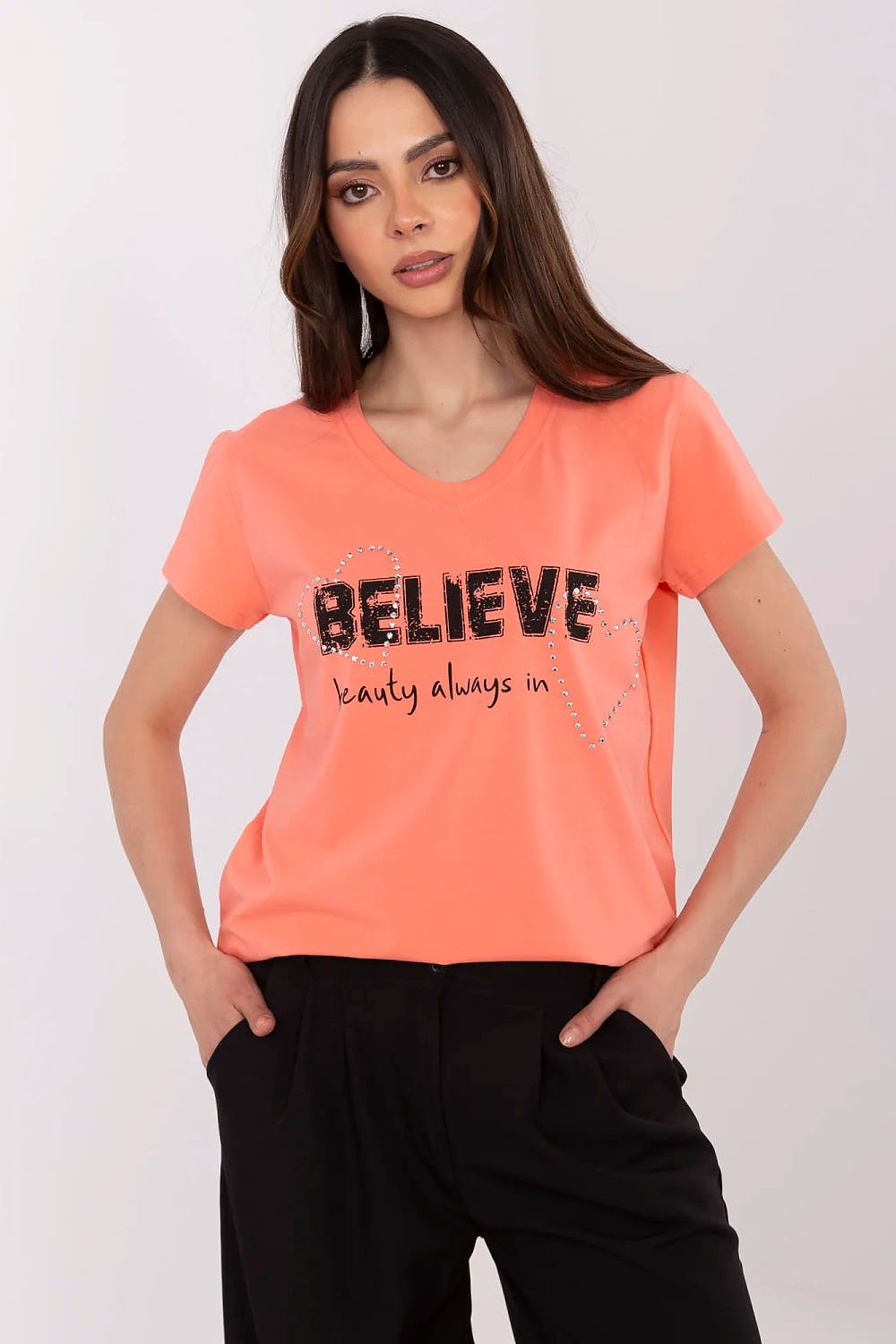  Tshirt Damski Model CLM-TS-1726.87 Coral - Factory Price 