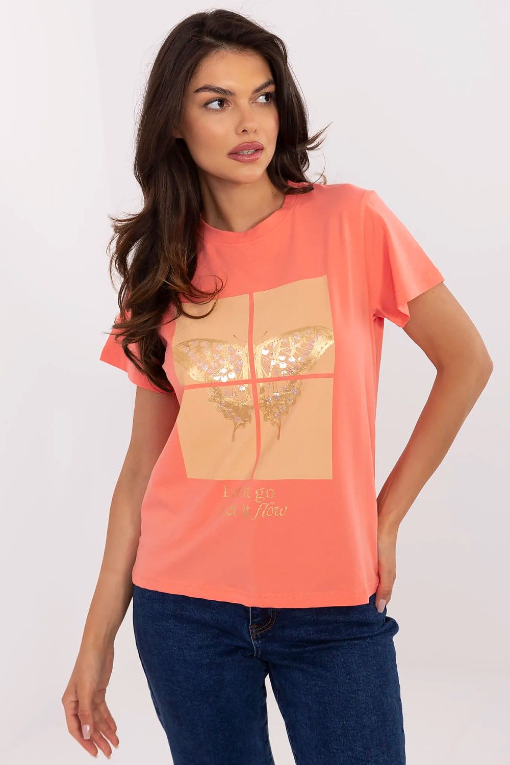   Tshirt Damski Model CLM-TS-1704.85 Coral - Factory Price 