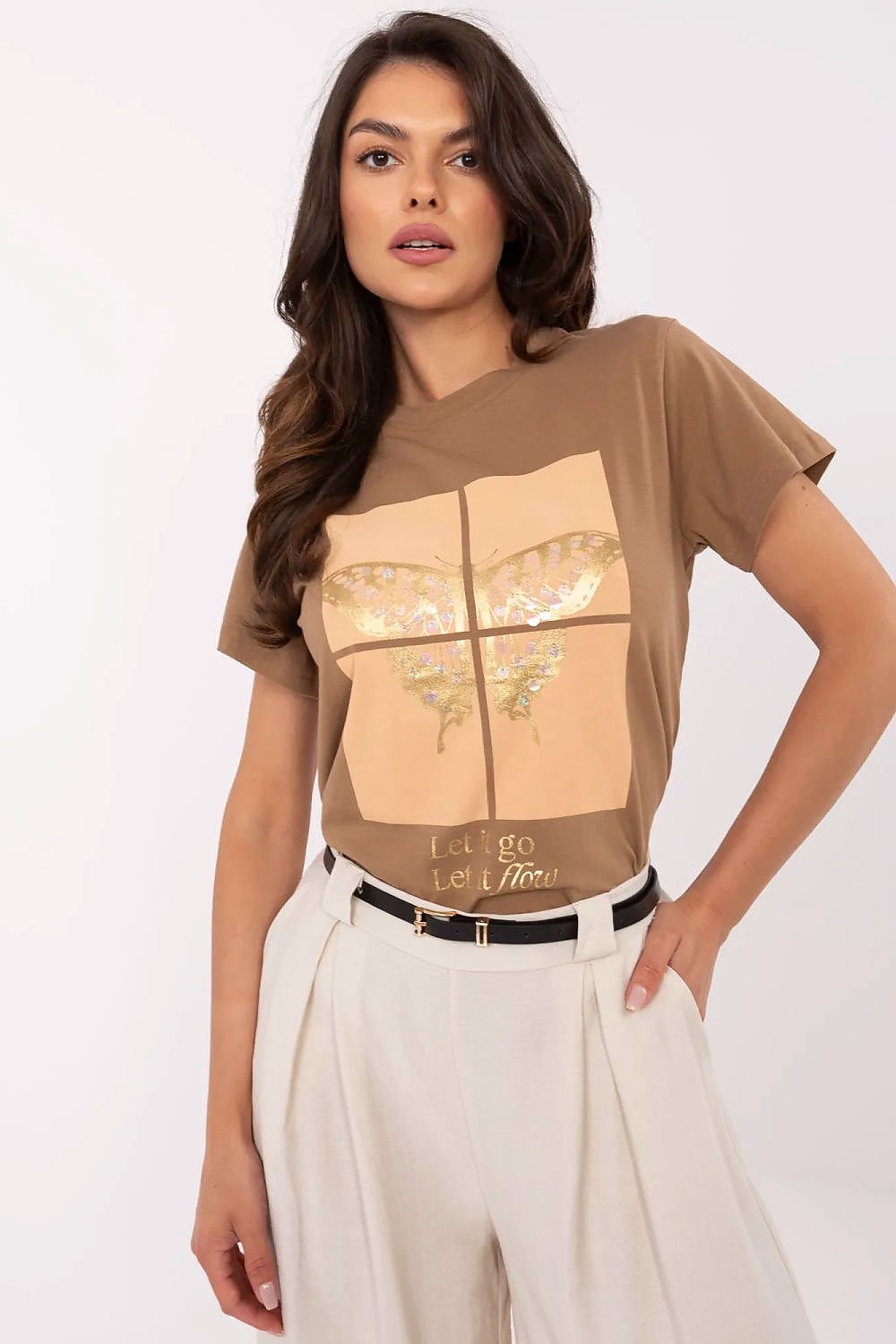   Tshirt Damski Model CLM-TS-1704.85 Light Brown - Factory Price 