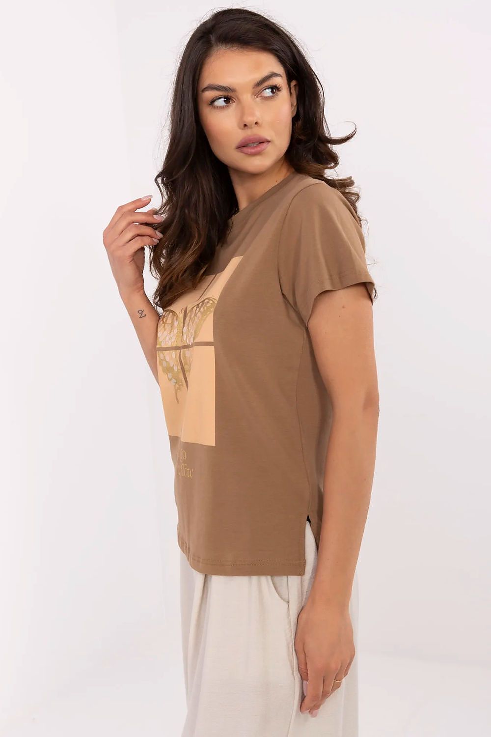  Tshirt Damski Model CLM-TS-1704.85 Light Brown - Factory Price 