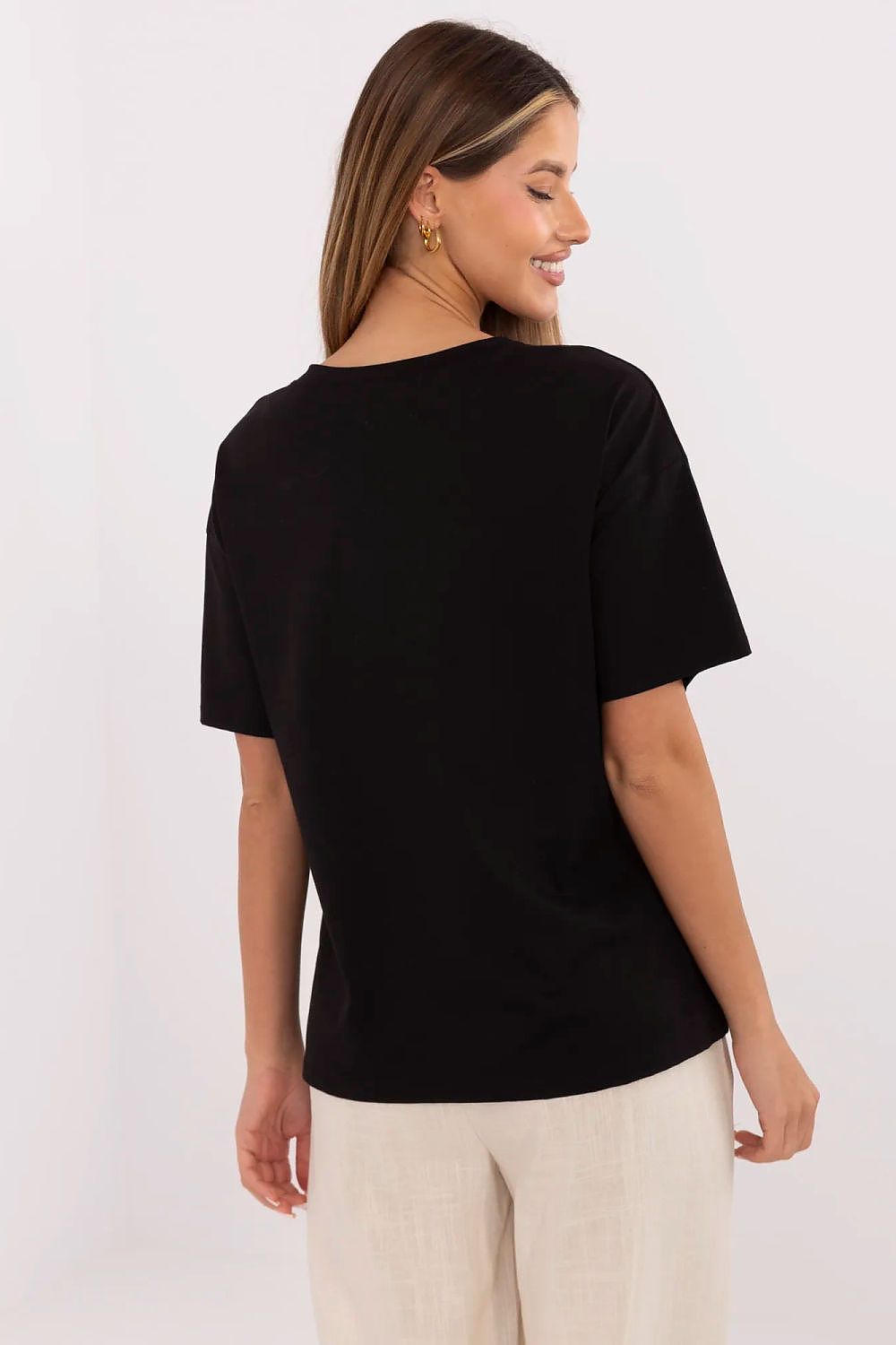   Tshirt Damski ModelMI-TS-M3221G.75 Black - Italy Moda 