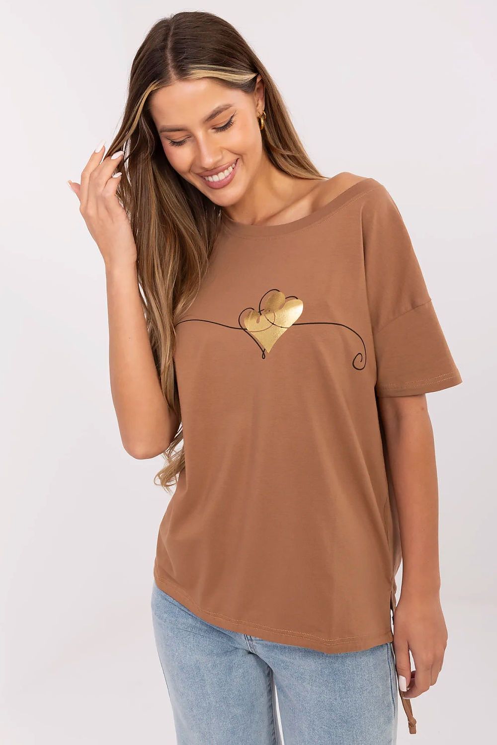   Tshirt Damski Model CLM-TS-1017.03 Light Brown - Factory Price 