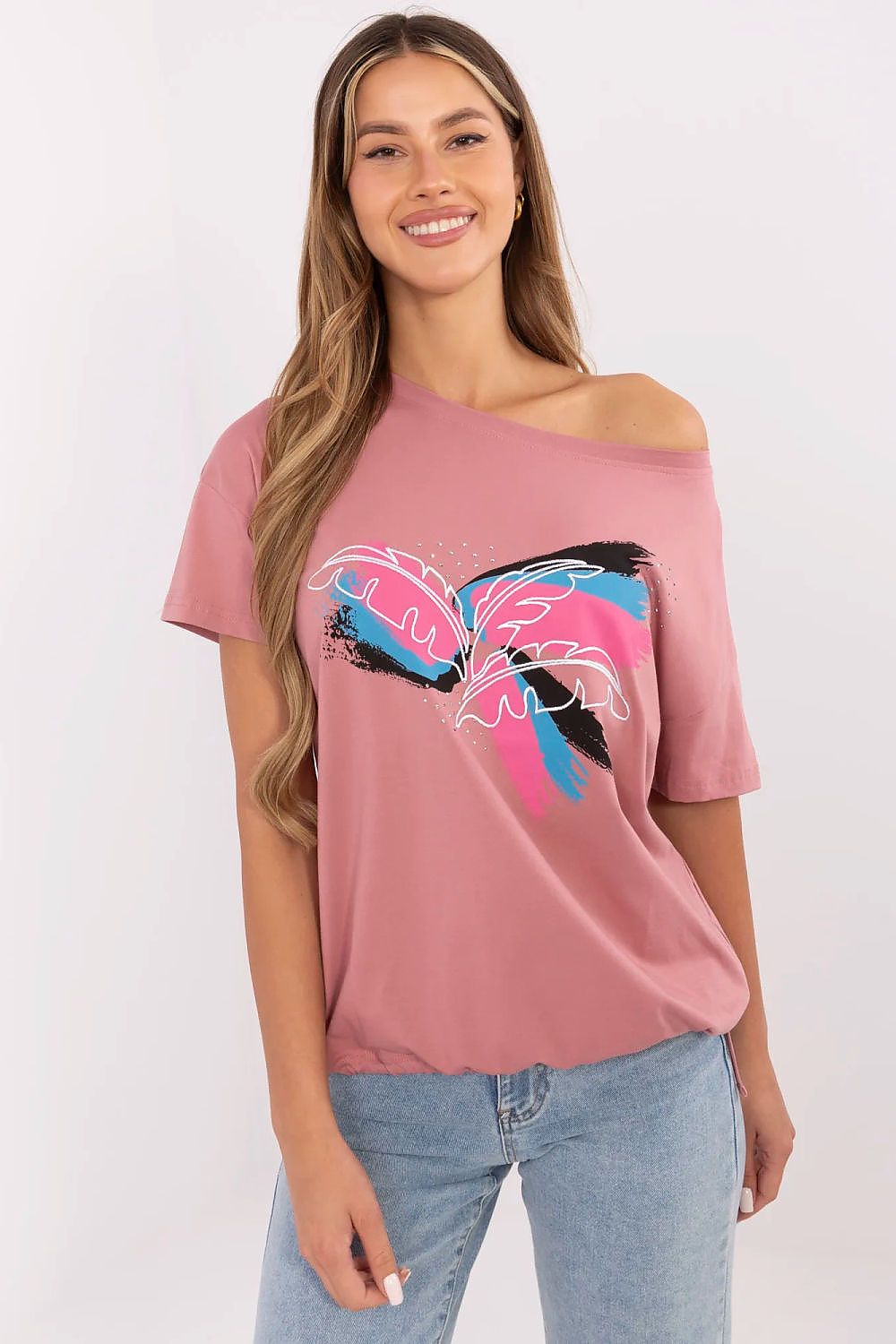   Tshirt Damski Model CLM-TS-1019.79 Dark Pink - Factory Price 