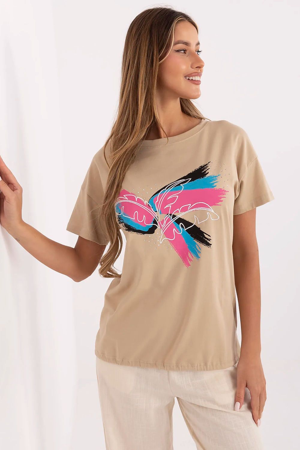   Tshirt Damski Model CLM-TS-1019.79 Camel - Factory Price 