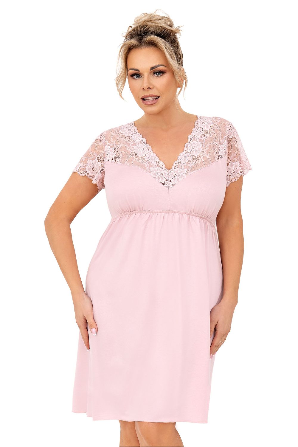  Koszulka nocna Koszula Nocna Model Livia Plus Size Powder Pink - Donna 