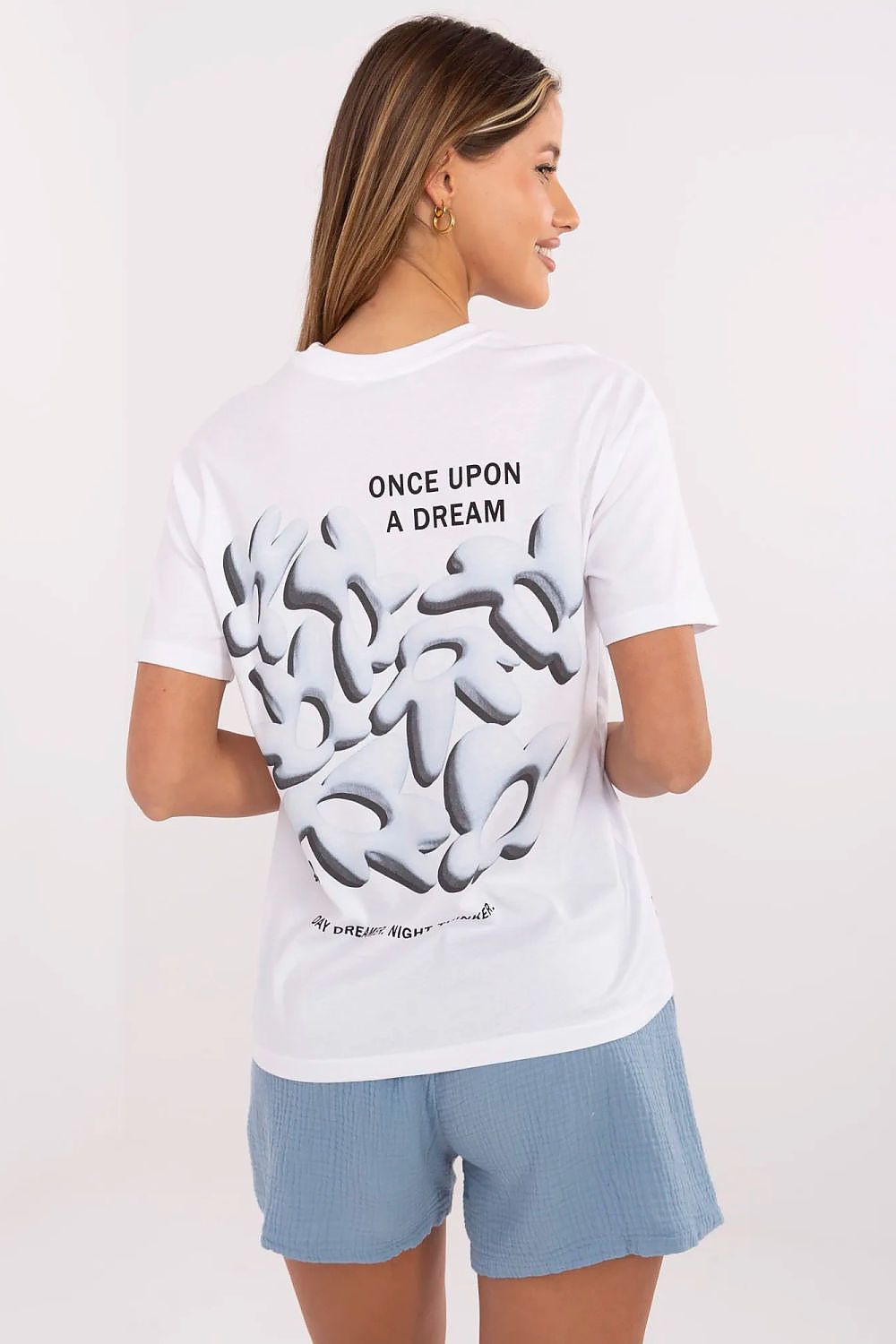   Tshirt Damski Model D12022AC02705A White/Blue - Fresh Made 