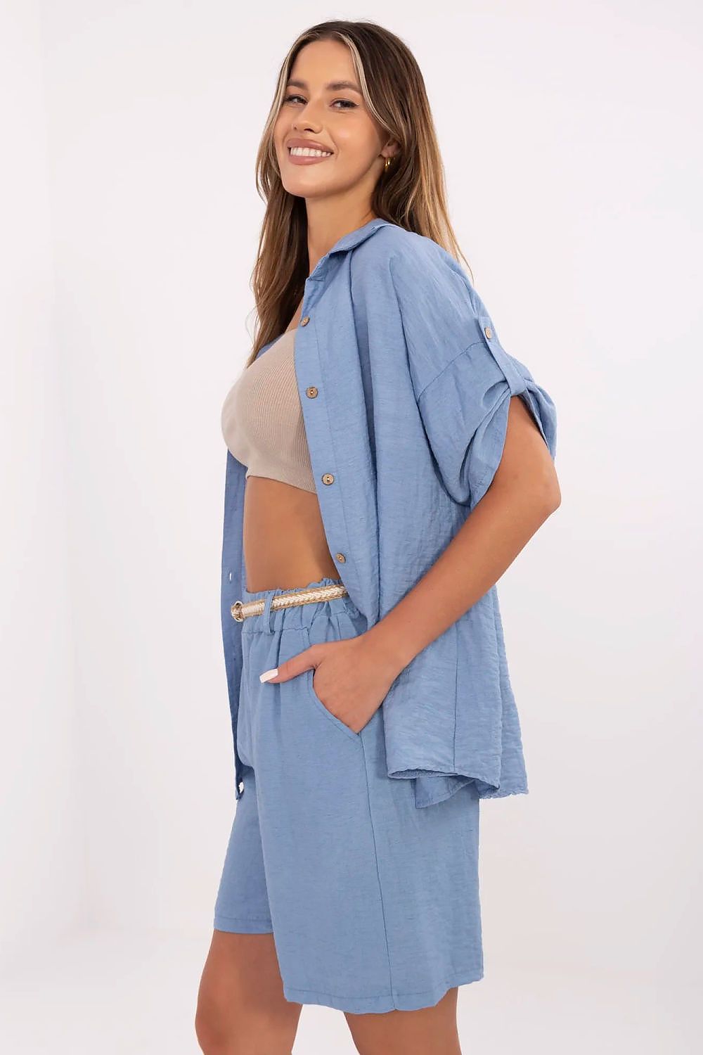   Szorty Damskie Model MI-SN-6620.72P Blue - Italy Moda 