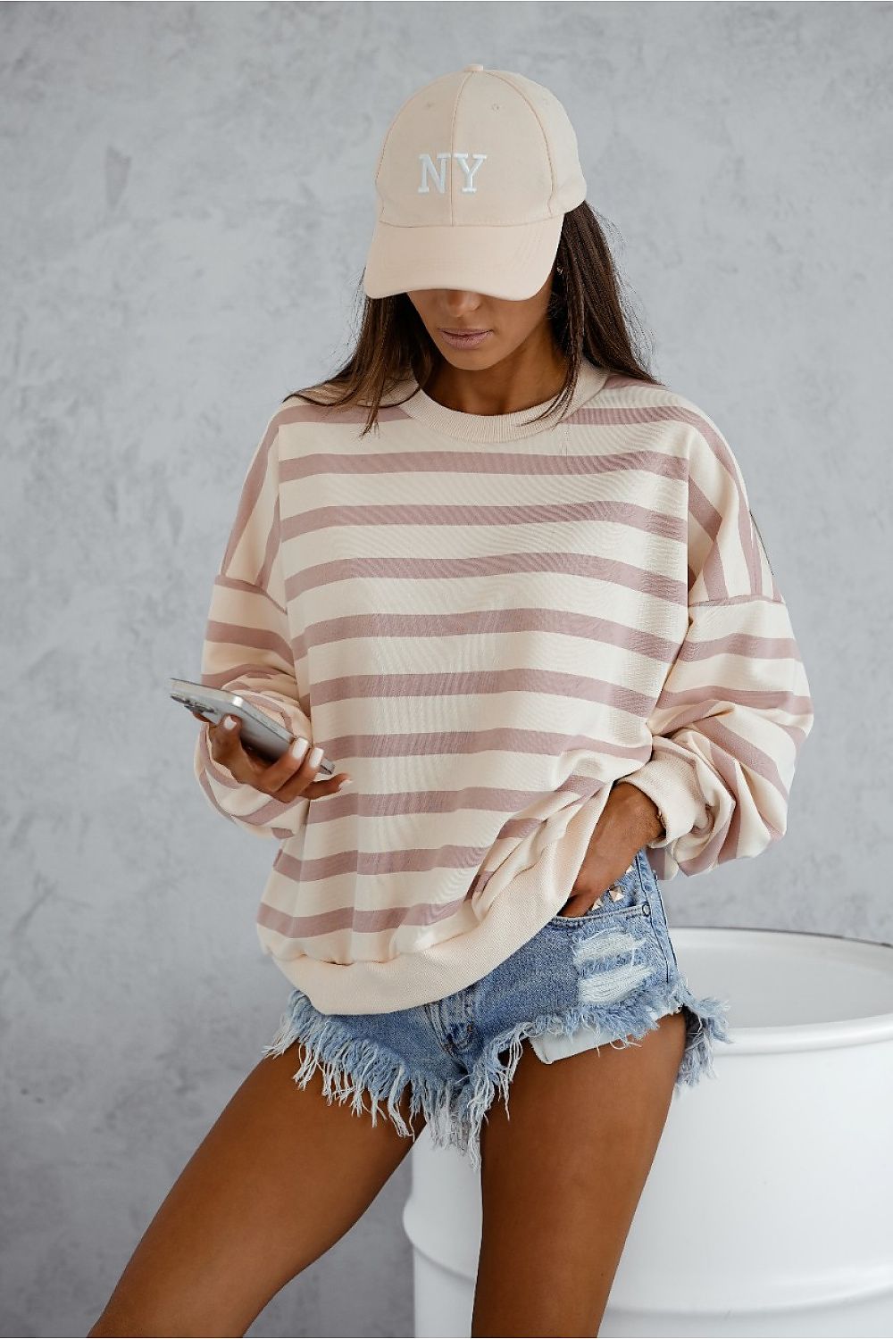   Bluza Damska Model Strel 295674378 Light Pink Paski - LaBalancia 