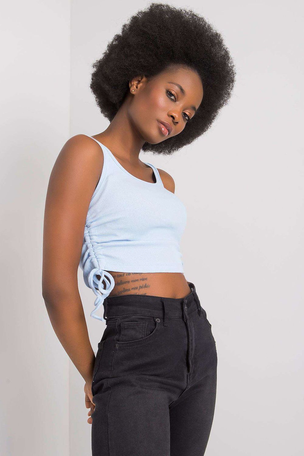  Koszulka Top Model RV-TP-6629.70 Light Blue - Rue Paris 