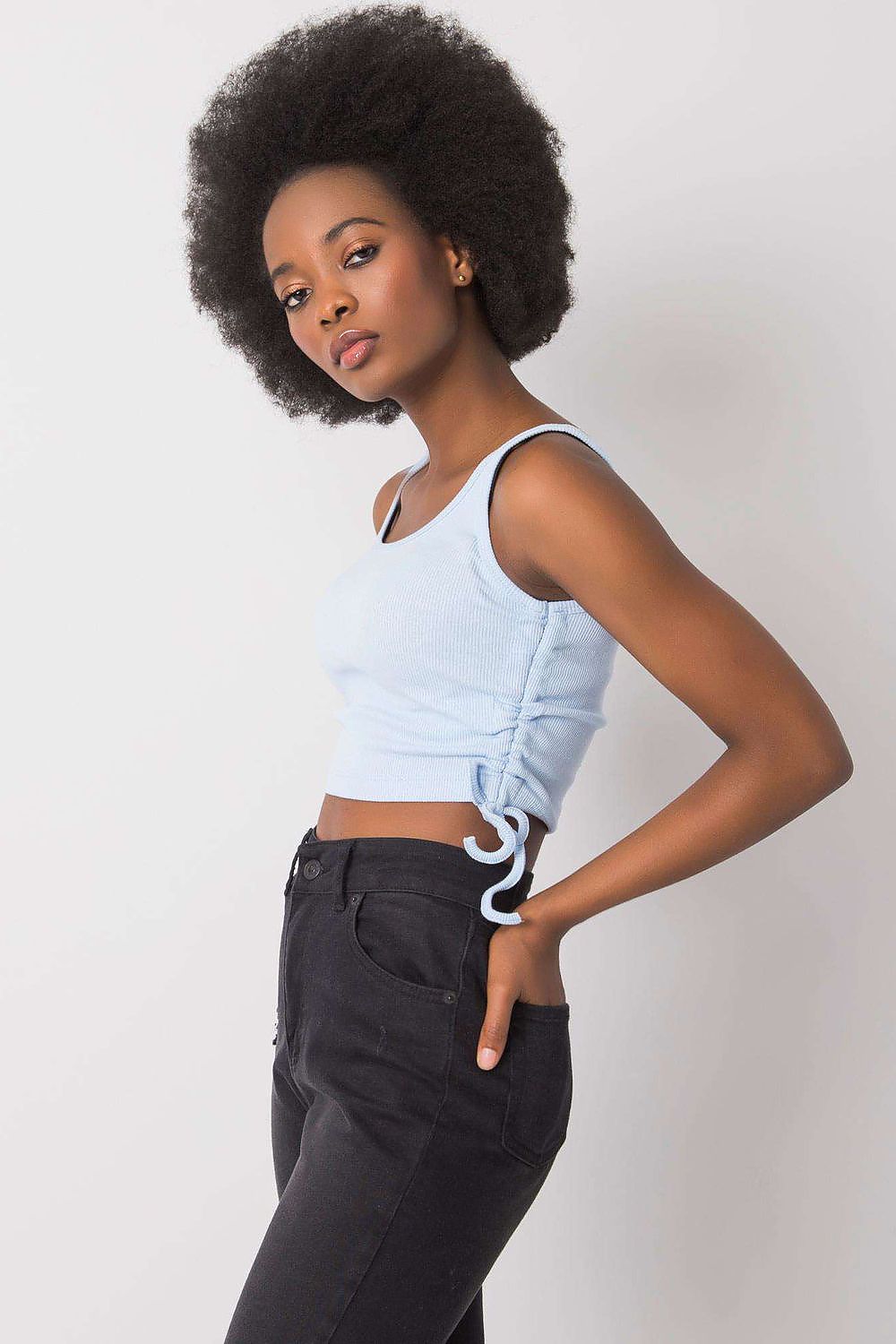  Koszulka Top Model RV-TP-6629.70 Light Blue - Rue Paris 
