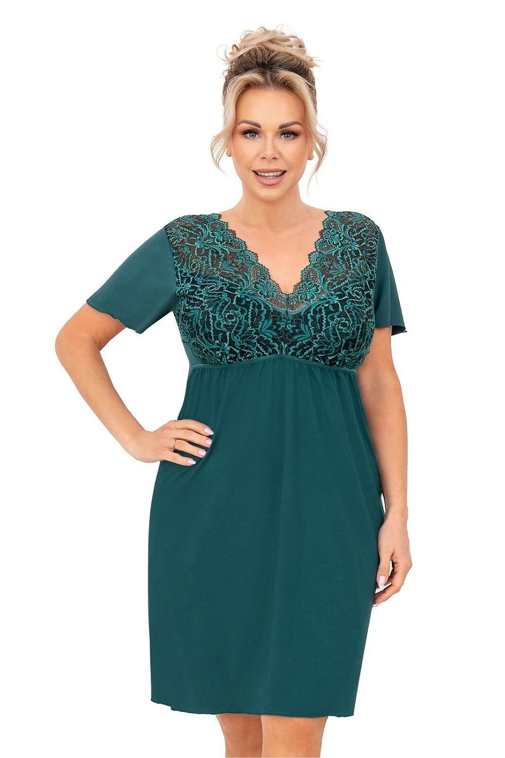  Koszulka nocna Koszula Nocna Model Melania Plus Size Green - Donna 