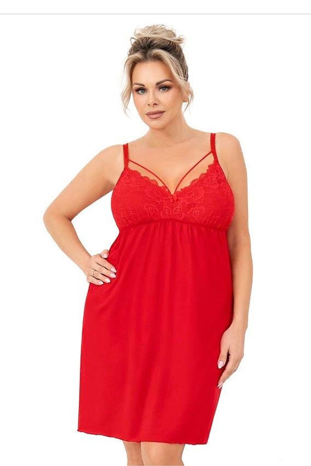  Koszulka nocna Koszula Nocna Model Sylvia Plus Size Red - Donna 